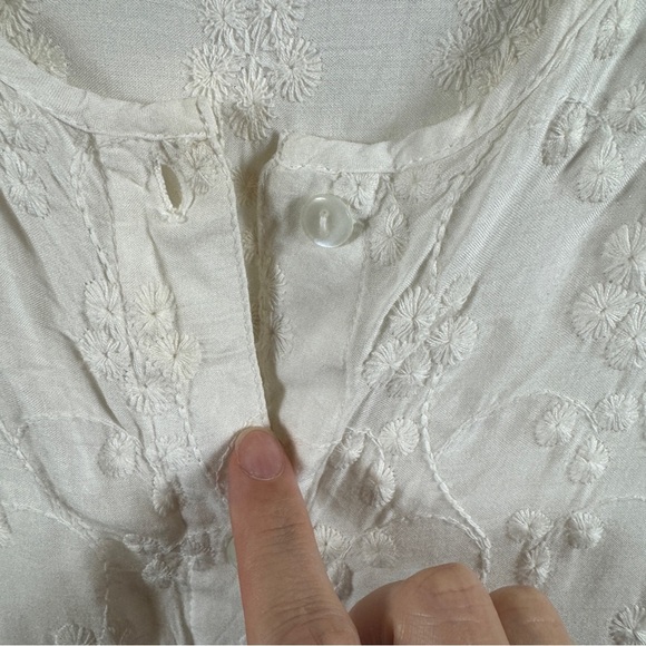 Melissa Odabash White Embroidered Button-Front Tunic Dress | Size M - Picture 7 of 10